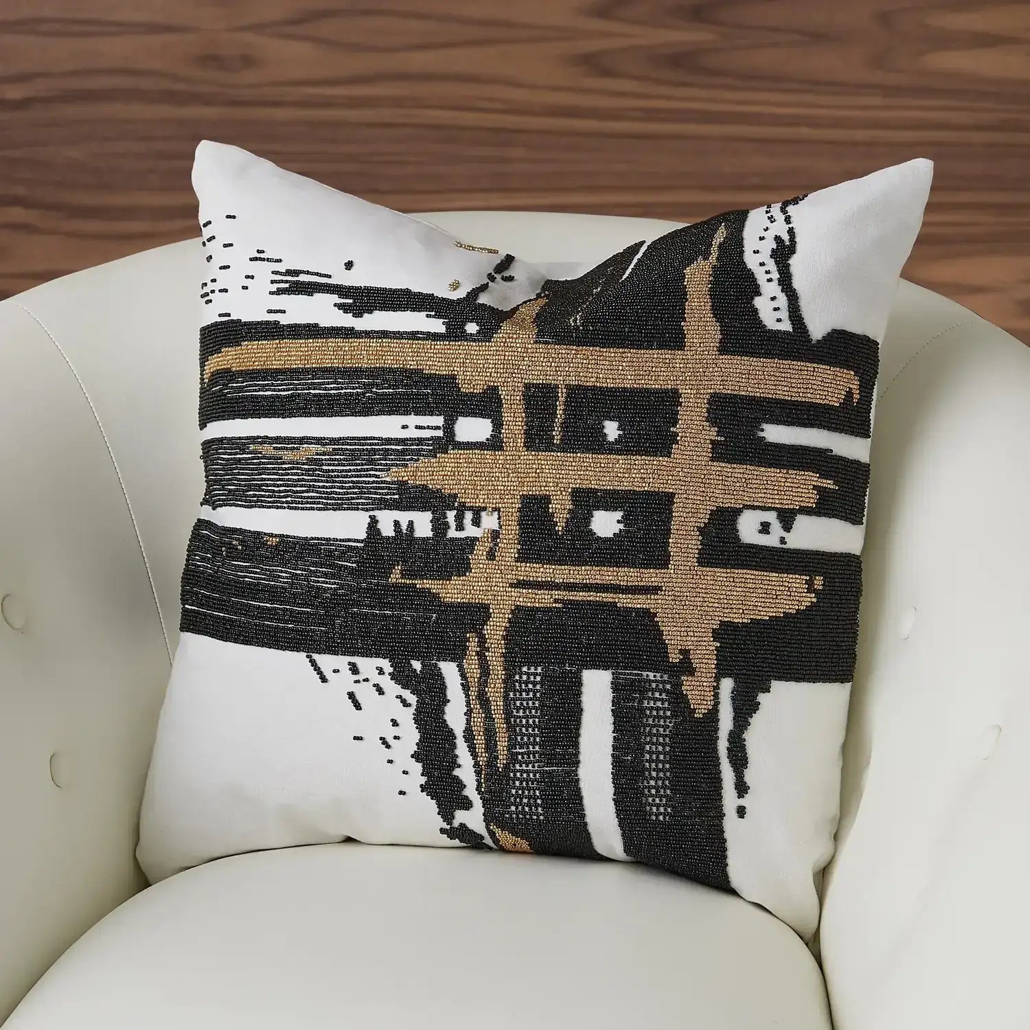GLOBAL VIEWS GOLDEN TRIPLE CROSSHATCH PILLOW - Decorative Accents