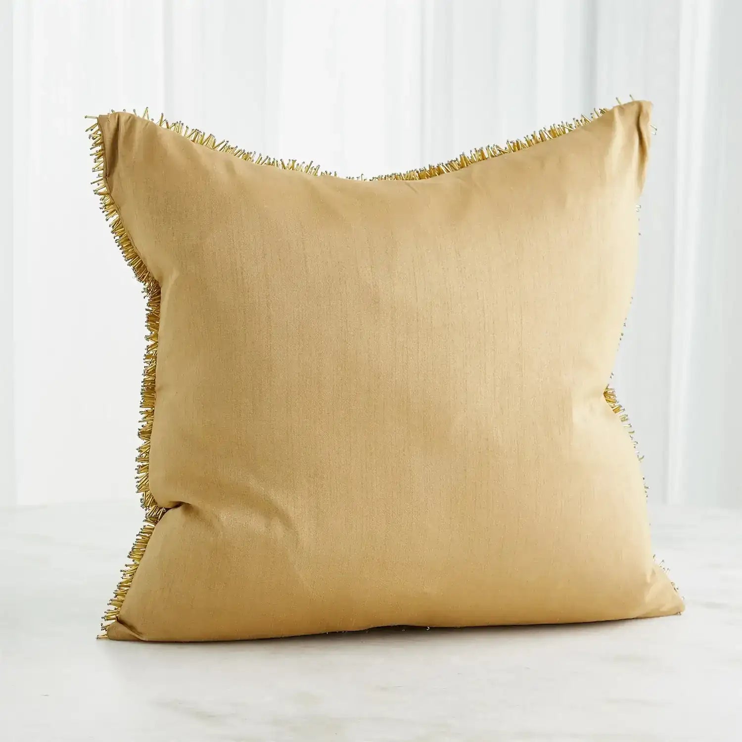GLOBAL VIEWS GOLDEN BEADED SHAG PILLOW - Decorative Accents
