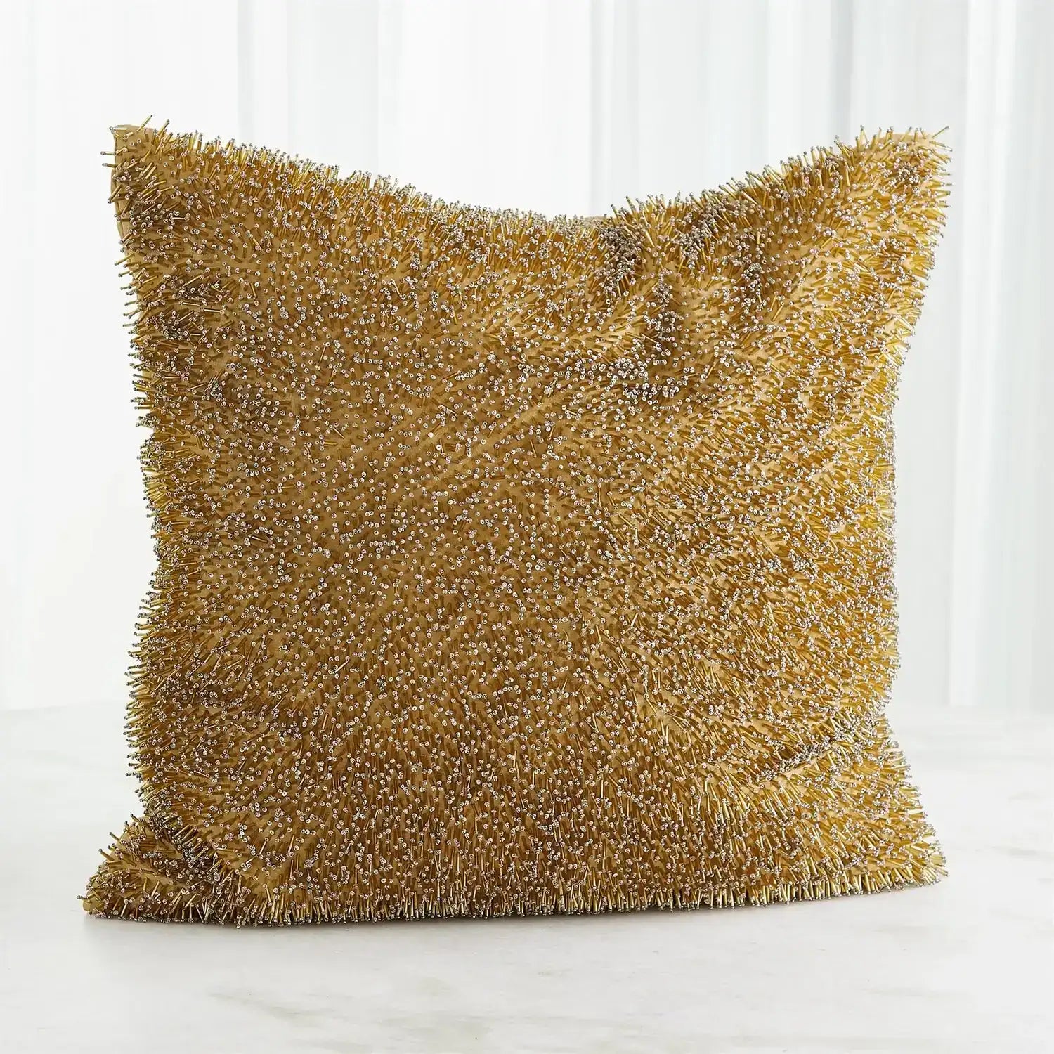 GLOBAL VIEWS GOLDEN BEADED SHAG PILLOW - Decorative Accents