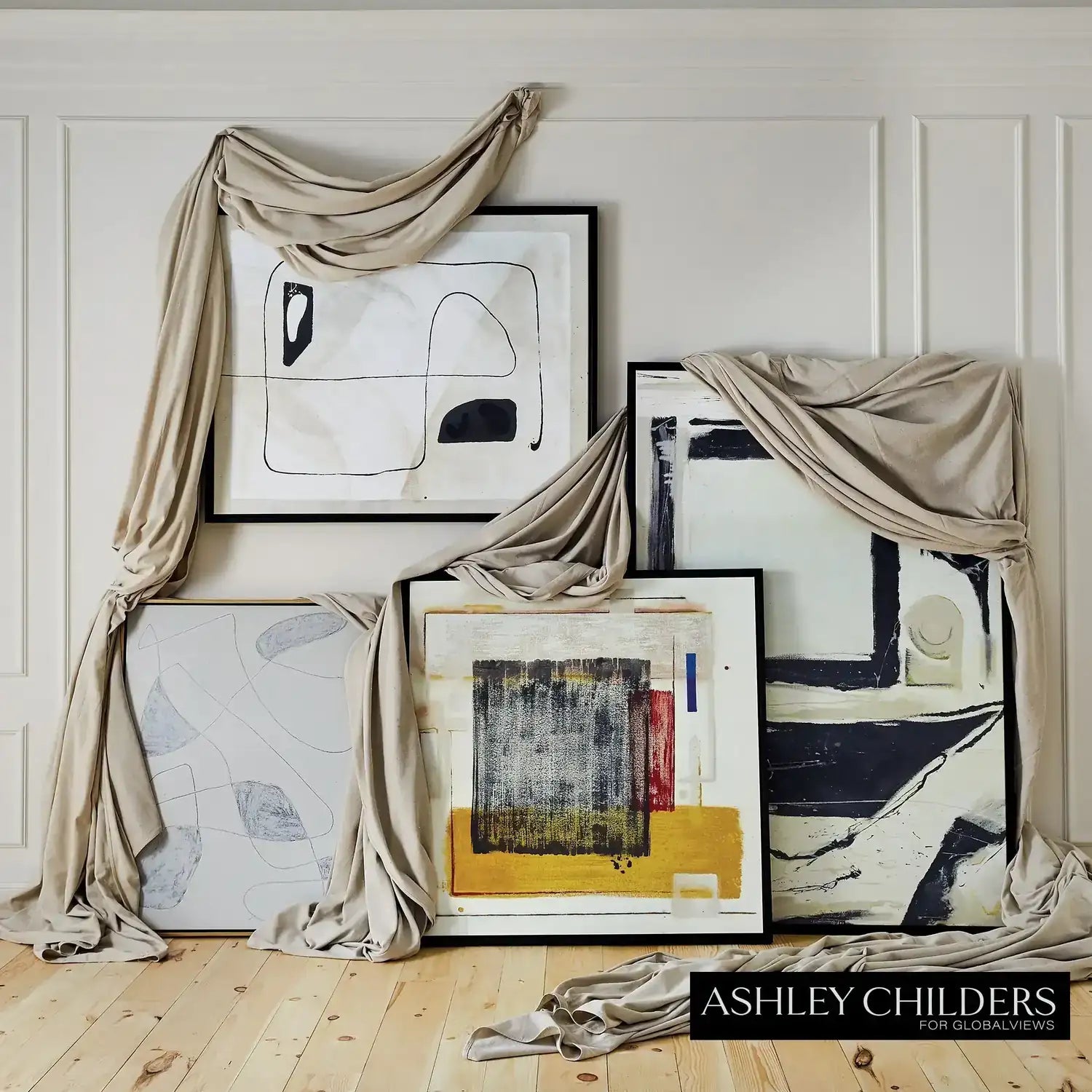 GLOBAL VIEWS SCRATCH LOOPS FRAMED ART - DO NOT SHOW ON WEBSITE