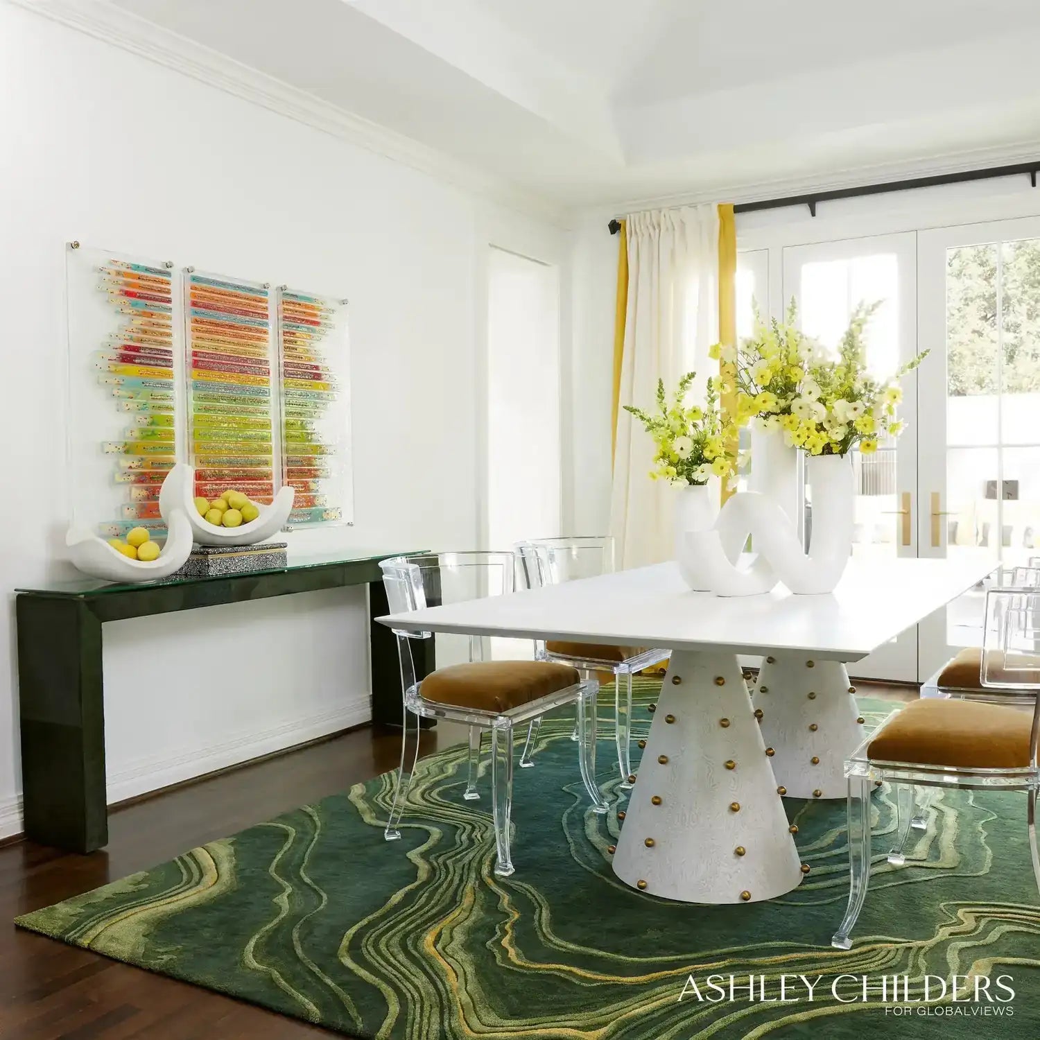 GLOBAL VIEWS SPHERES RECTANGLE DINING TABLE - Dinning Tables