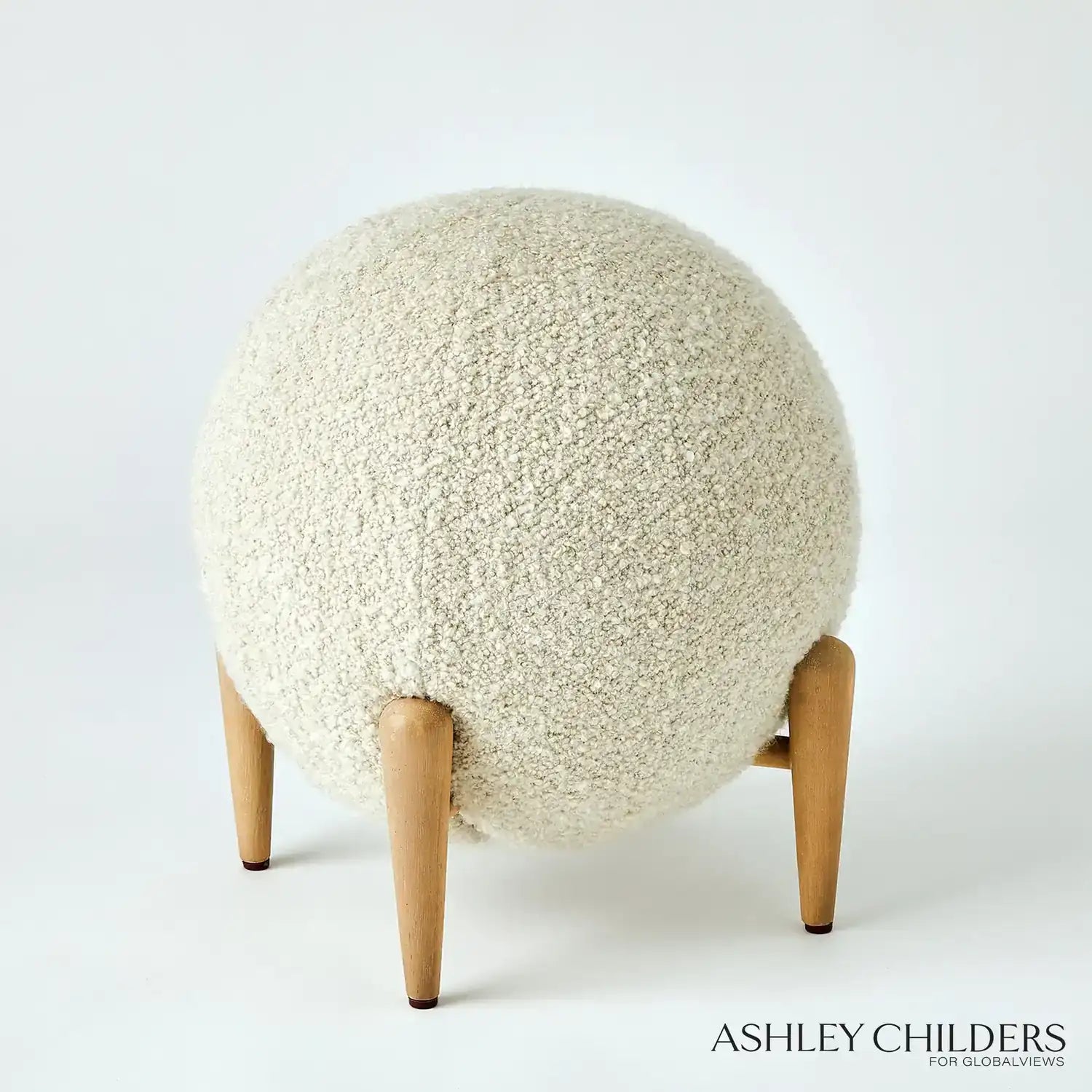 GLOBAL VIEWS SHEARLING BALL STOOL - Benches, Ottoman, Stools