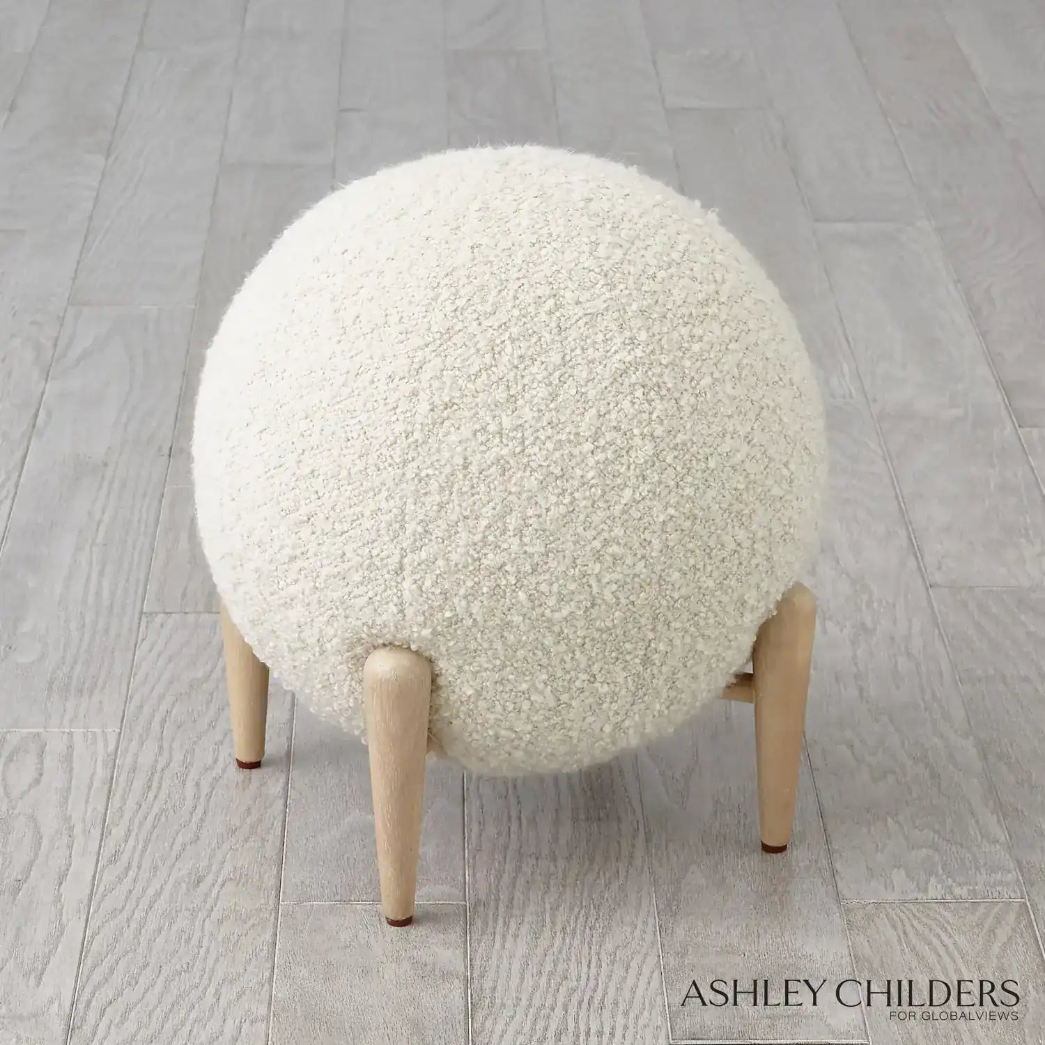 GLOBAL VIEWS SHEARLING BALL STOOL - Benches, Ottoman, Stools