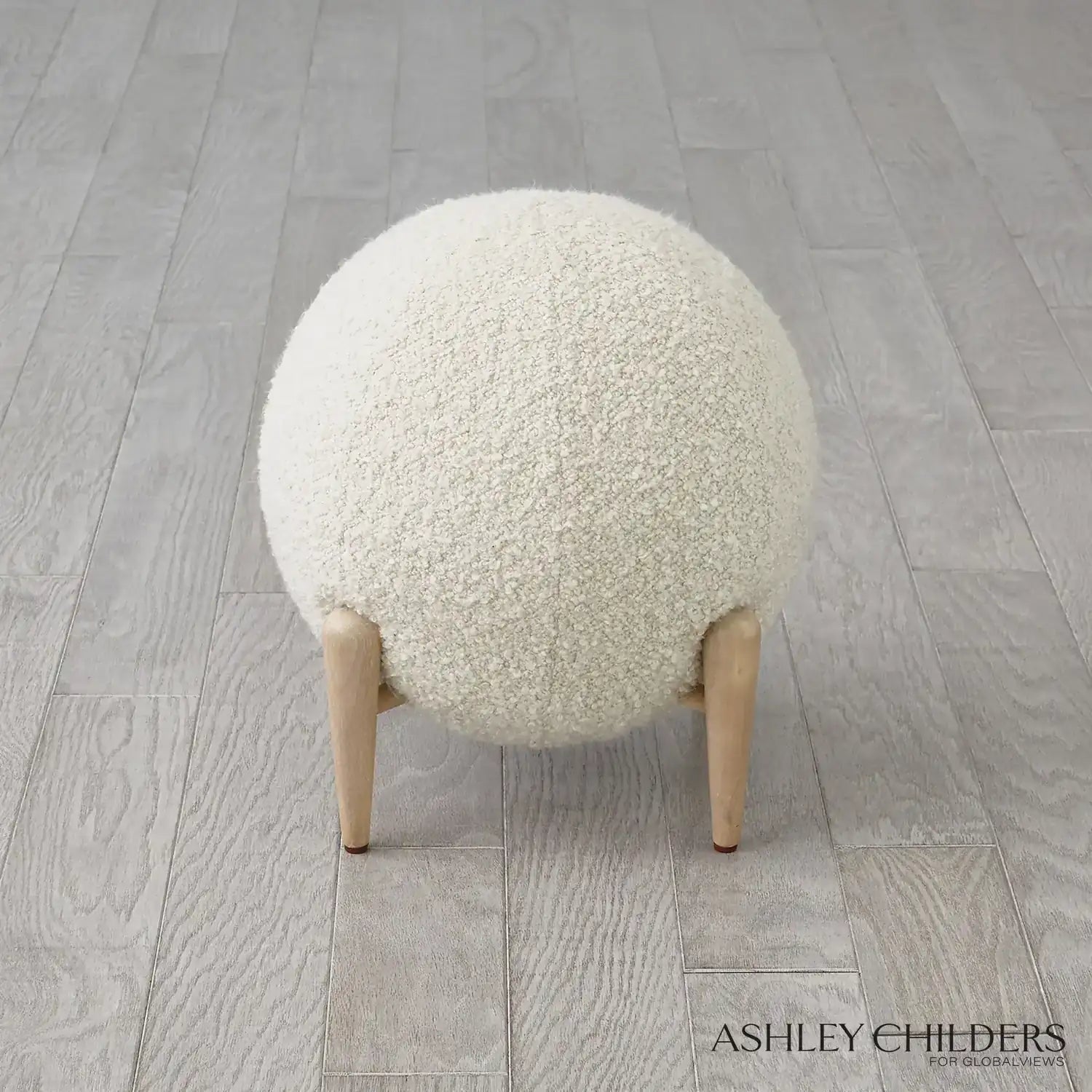 GLOBAL VIEWS SHEARLING BALL STOOL - Benches, Ottoman, Stools