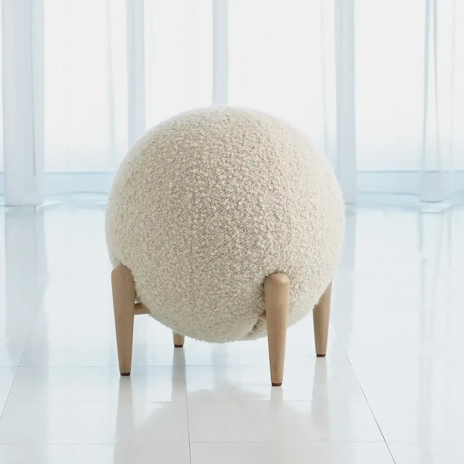 GLOBAL VIEWS SHEARLING BALL STOOL - Benches, Ottoman, Stools