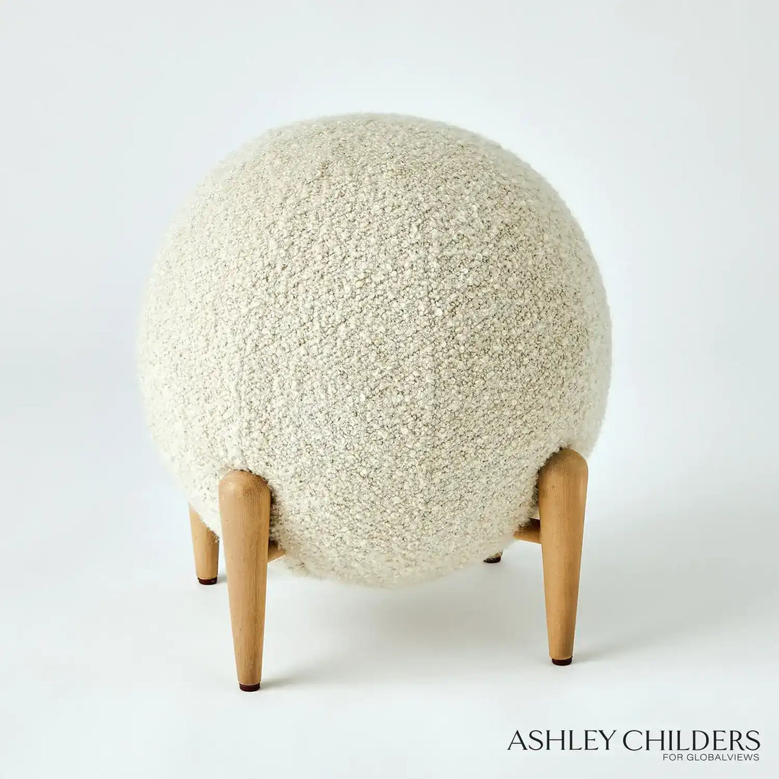 GLOBAL VIEWS SHEARLING BALL STOOL - Benches, Ottoman, Stools
