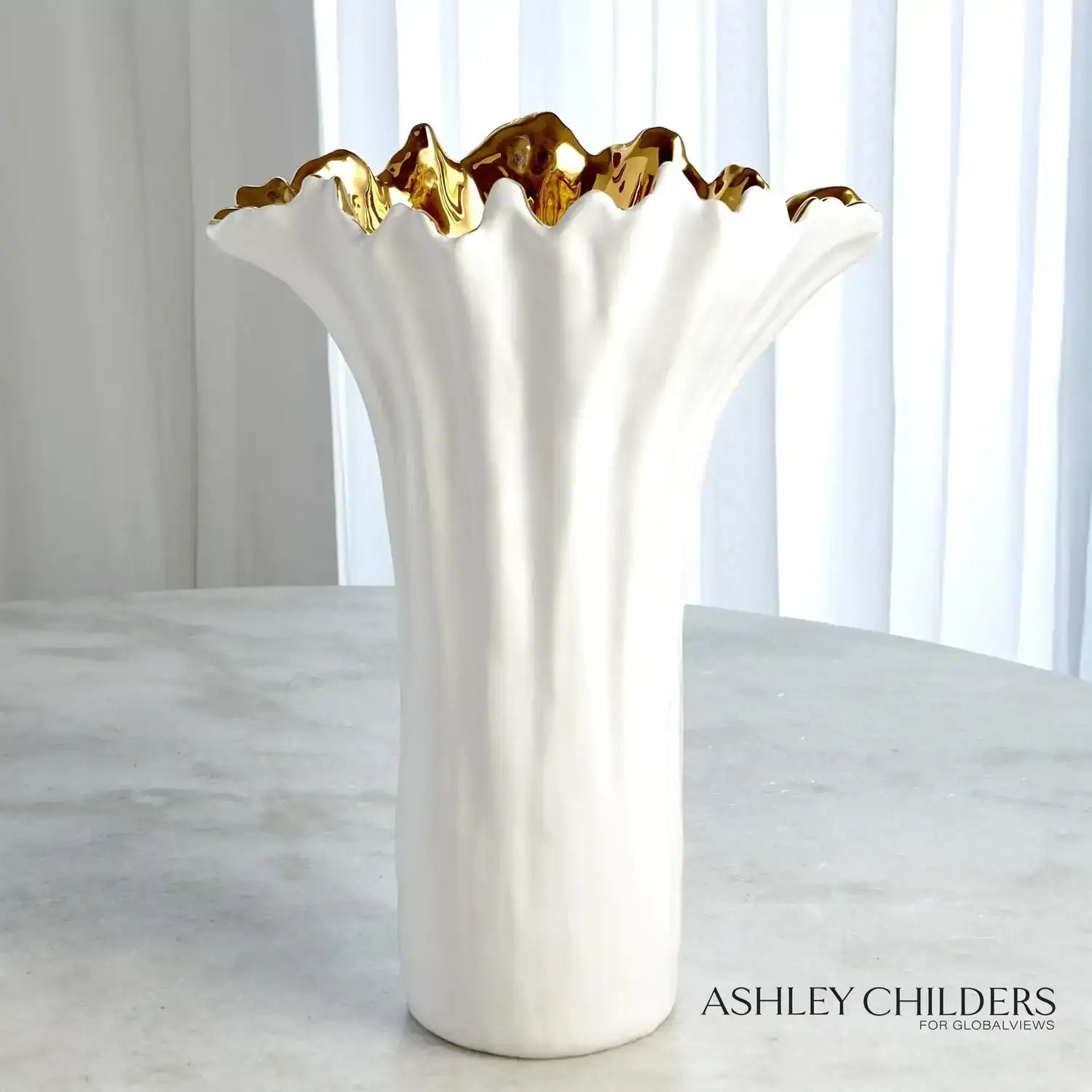 GLOBAL VIEWS ORGANIC WAVE TALL BOWL - Decorative Accents