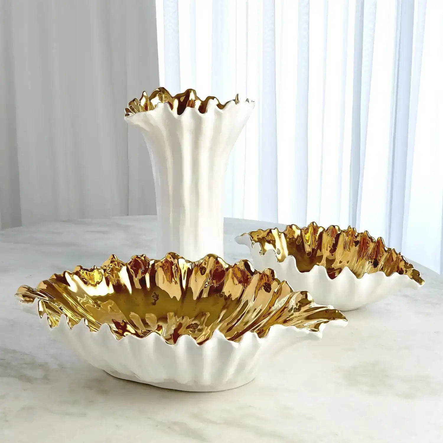 GLOBAL VIEWS ORGANIC WAVE TALL BOWL - Decorative Accents