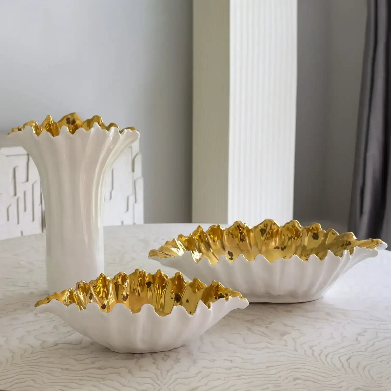 GLOBAL VIEWS ORGANIC WAVE TALL BOWL - Decorative Accents