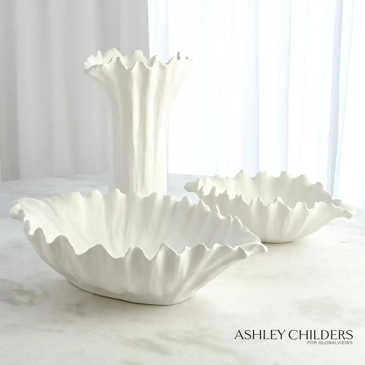 GLOBAL VIEWS ORGANIC WAVE TALL BOWL - Decorative Accents