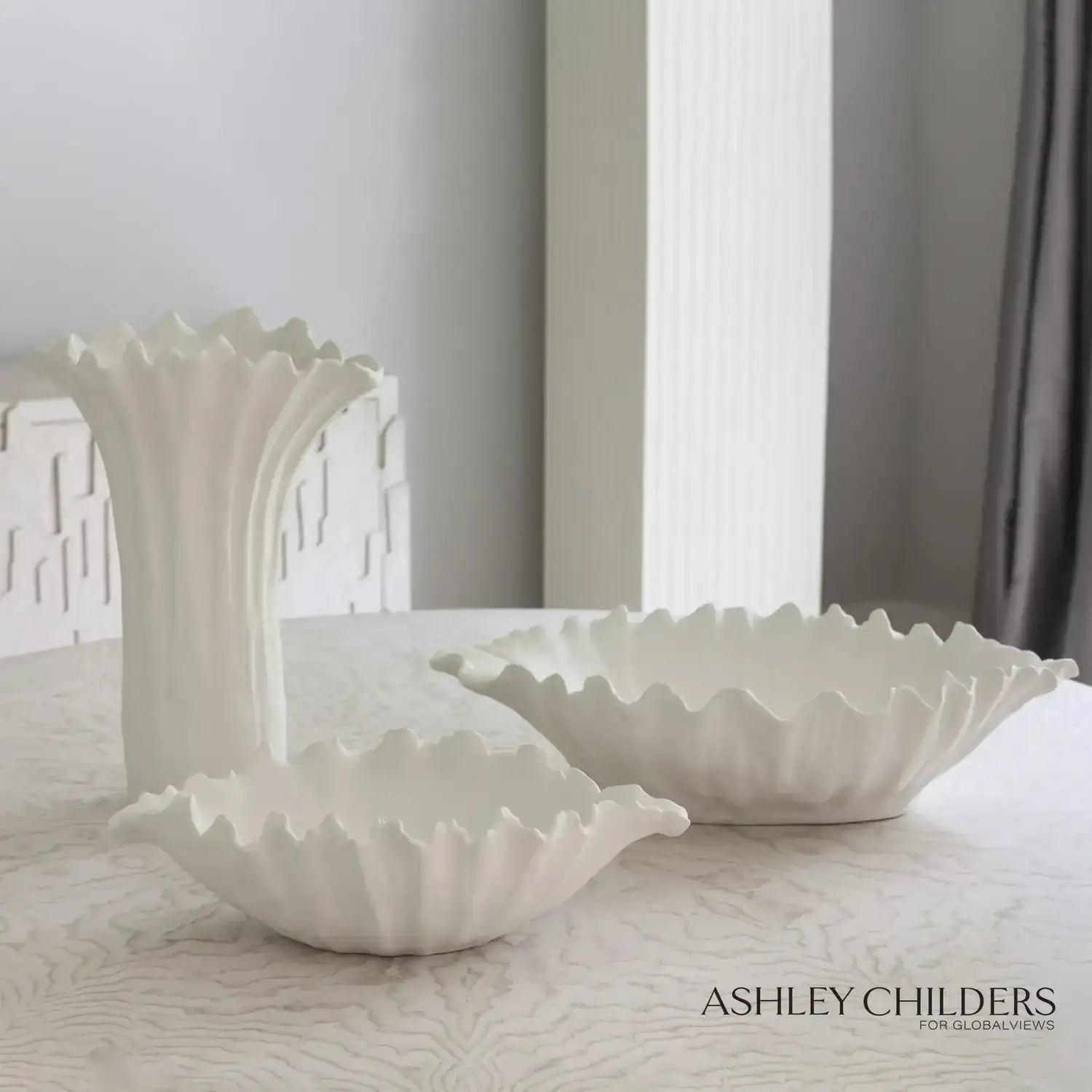 GLOBAL VIEWS ORGANIC WAVE TALL BOWL - Decorative Accents