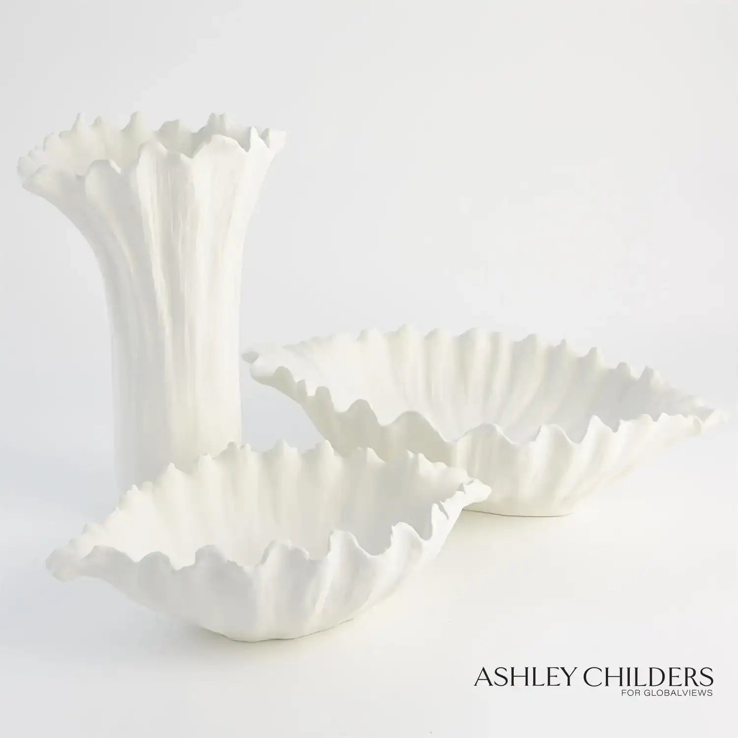GLOBAL VIEWS ORGANIC WAVE TALL BOWL - Decorative Accents