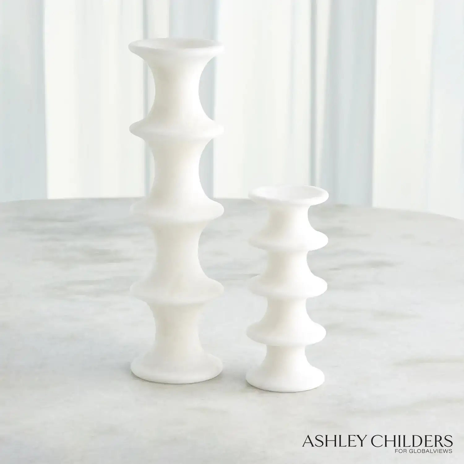 GLOBAL VIEWS RIDGE ALABASTER CANDLESTICK - DO NOT SHOW ON WEBSITE