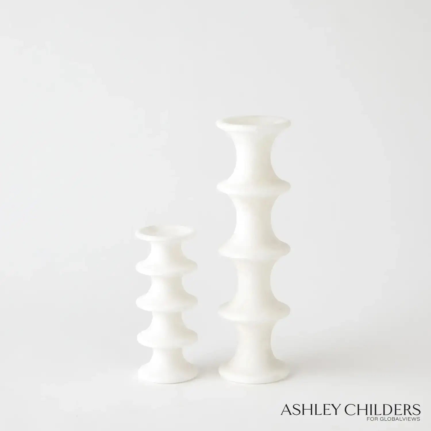 GLOBAL VIEWS RIDGE ALABASTER CANDLESTICK - DO NOT SHOW ON WEBSITE