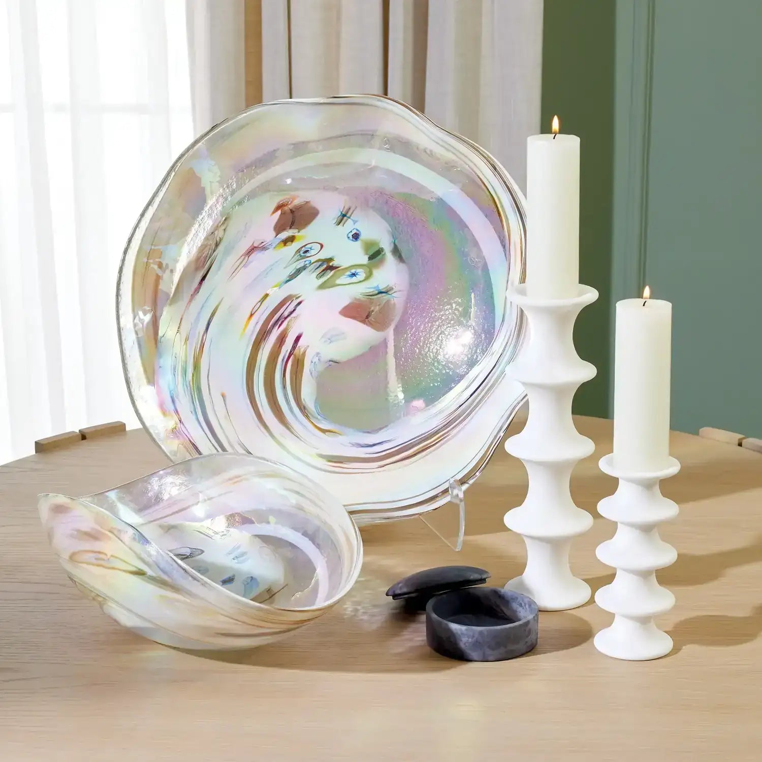 GLOBAL VIEWS RIDGE ALABASTER CANDLESTICK - DO NOT SHOW ON WEBSITE