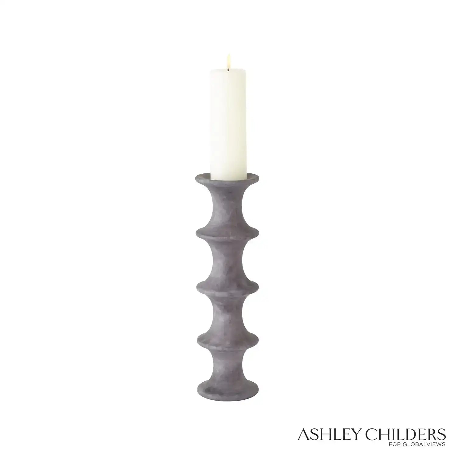 GLOBAL VIEWS RIDGE ALABASTER CANDLESTICK - DO NOT SHOW ON WEBSITE