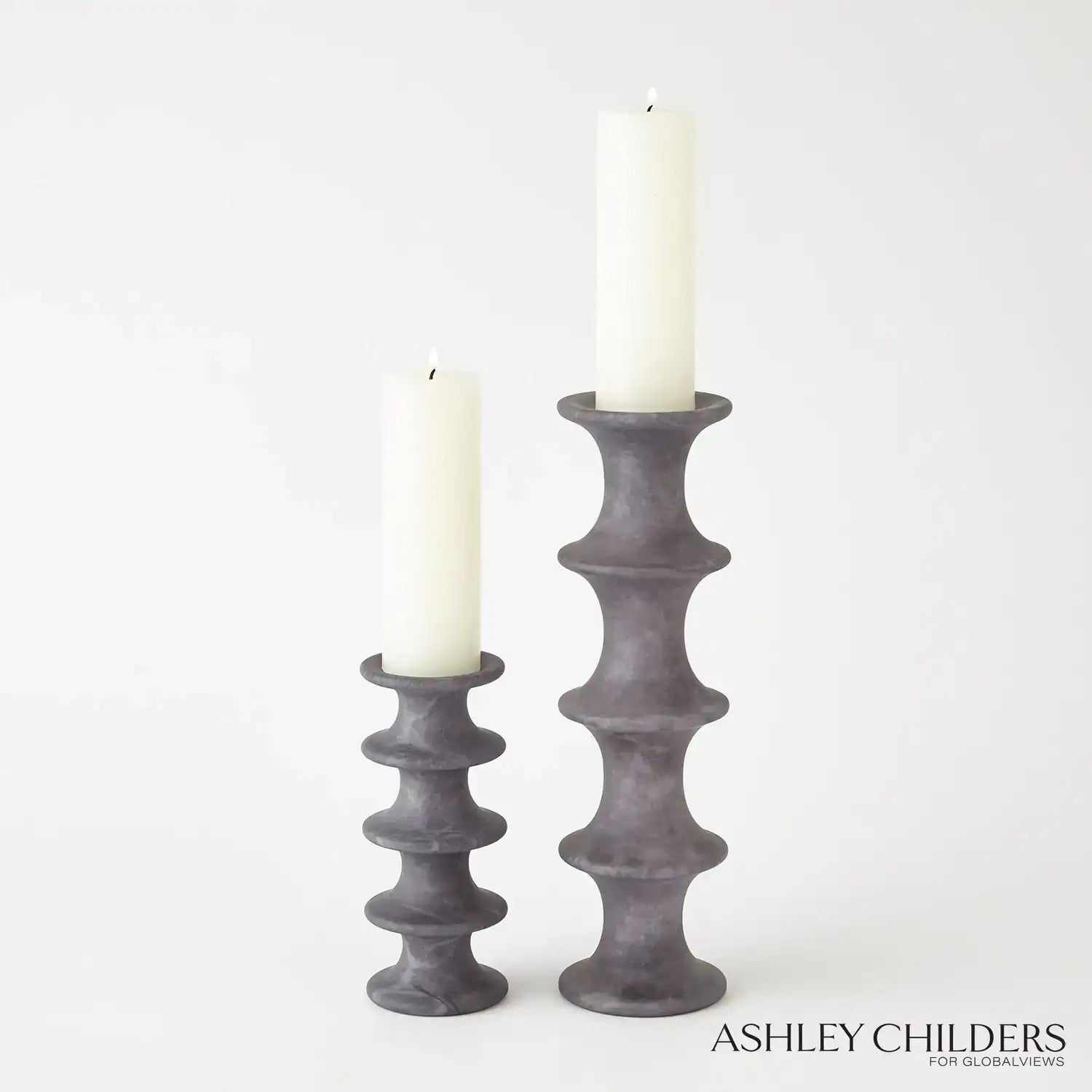GLOBAL VIEWS RIDGE ALABASTER CANDLESTICK - DO NOT SHOW ON WEBSITE