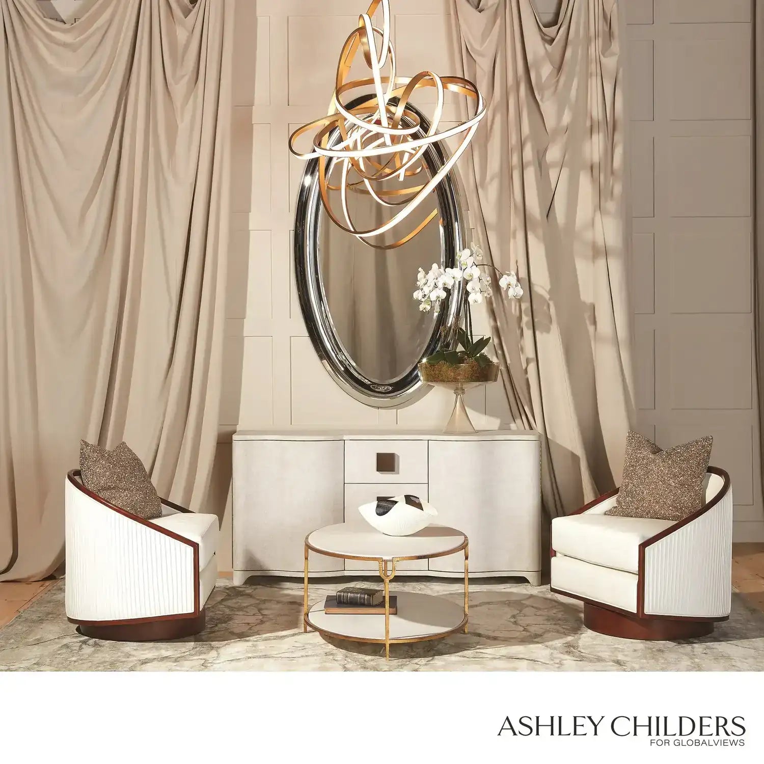 GLOBAL VIEWS, CONVOLUTION CHANDELIER, PENDANT LIGHT