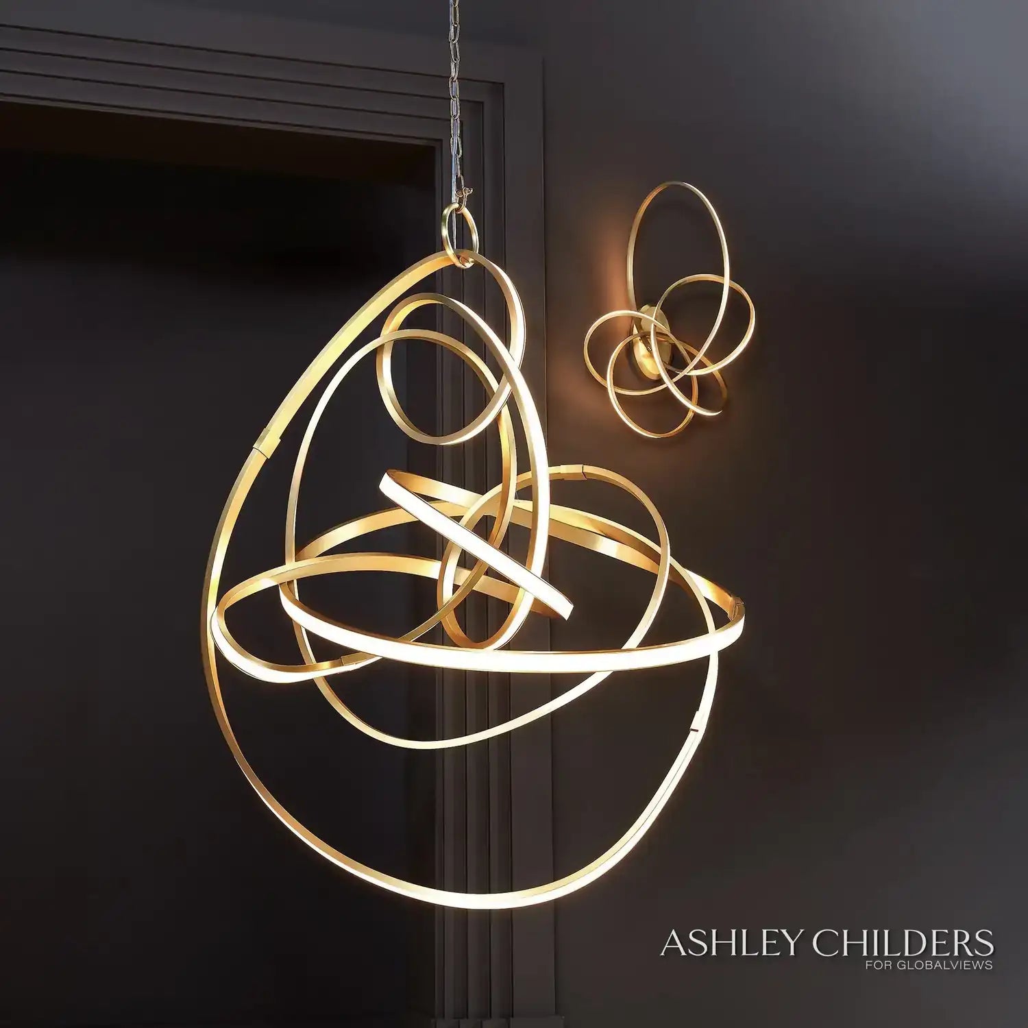 GLOBAL VIEWS, CONVOLUTION CHANDELIER, PENDANT LIGHT