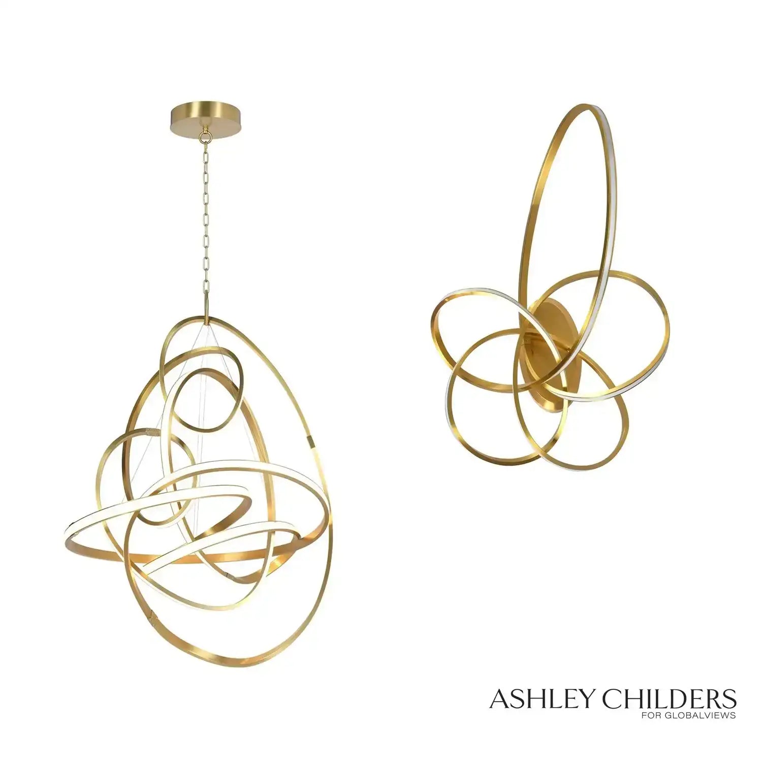 GLOBAL VIEWS, CONVOLUTION CHANDELIER, PENDANT LIGHT