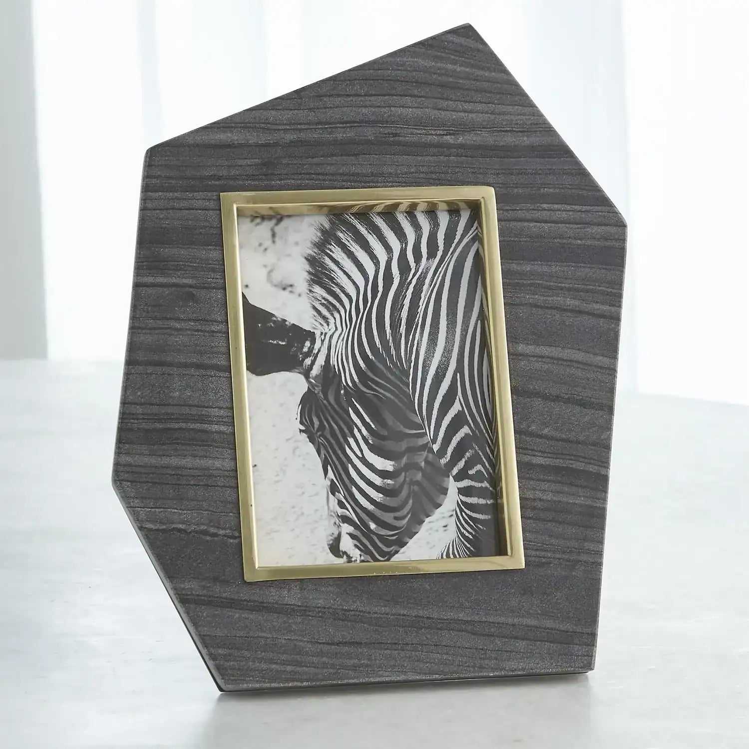 GLOBAL VIEWS BRASS FRAME GREY STONE PHOTO FRAME - Decorative Accents