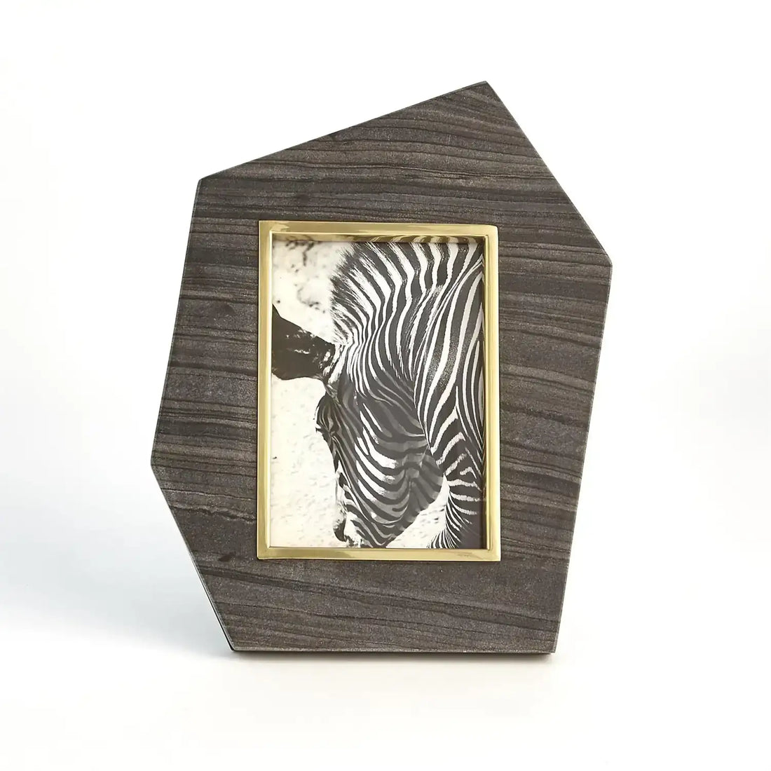 GLOBAL VIEWS BRASS FRAME GREY STONE PHOTO FRAME - Decorative Accents
