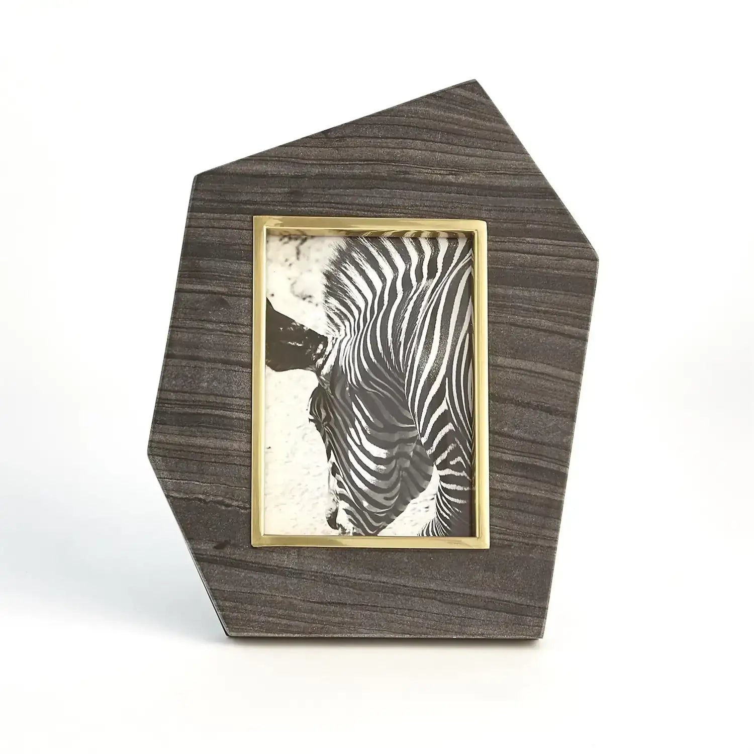 GLOBAL VIEWS BRASS FRAME GREY STONE PHOTO FRAME - Decorative Accents