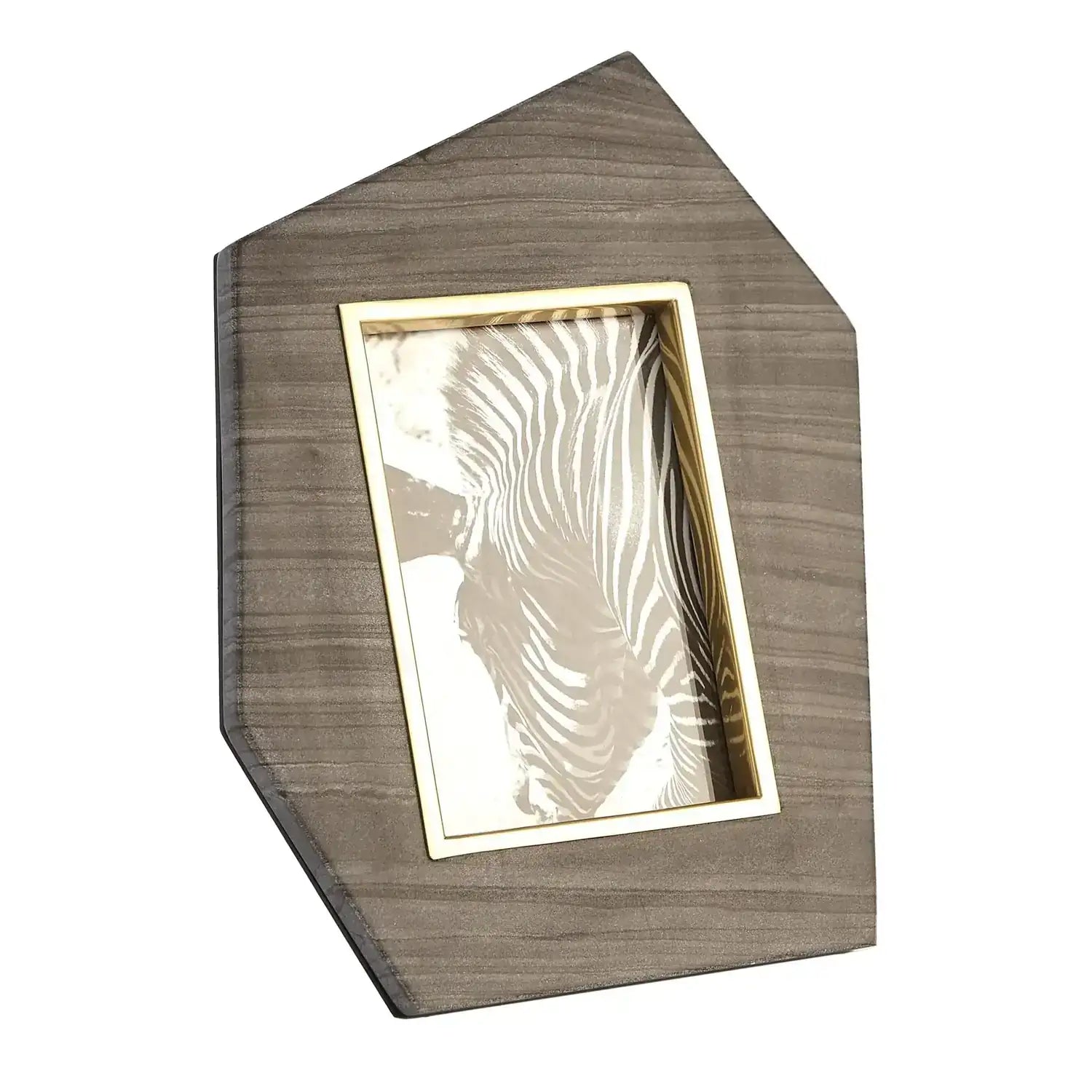 GLOBAL VIEWS BRASS FRAME GREY STONE PHOTO FRAME - Decorative Accents