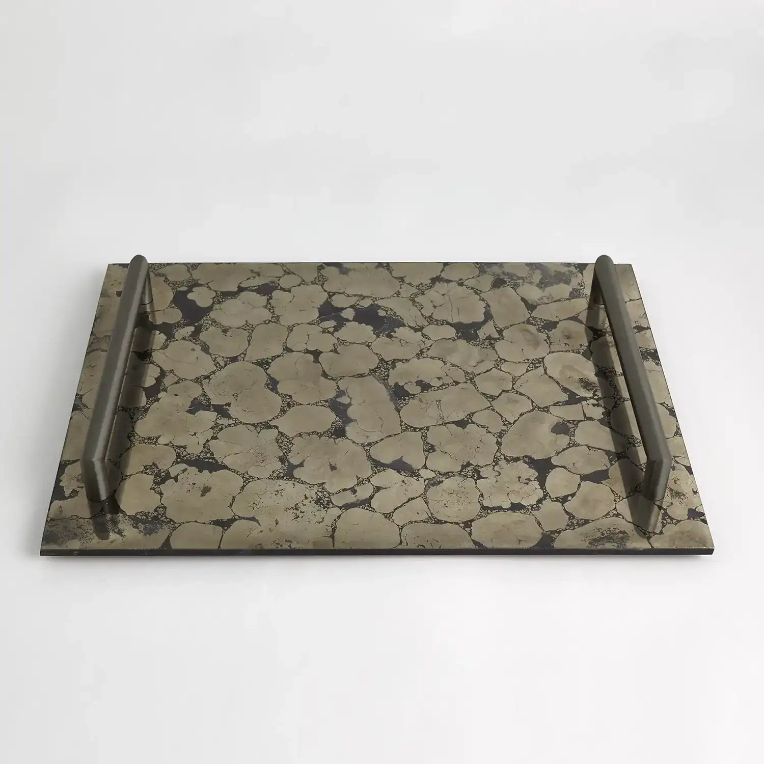 GLOBAL VIEWS PYRITE TRAY W/BRONZE HANDLES - Decorative Accents