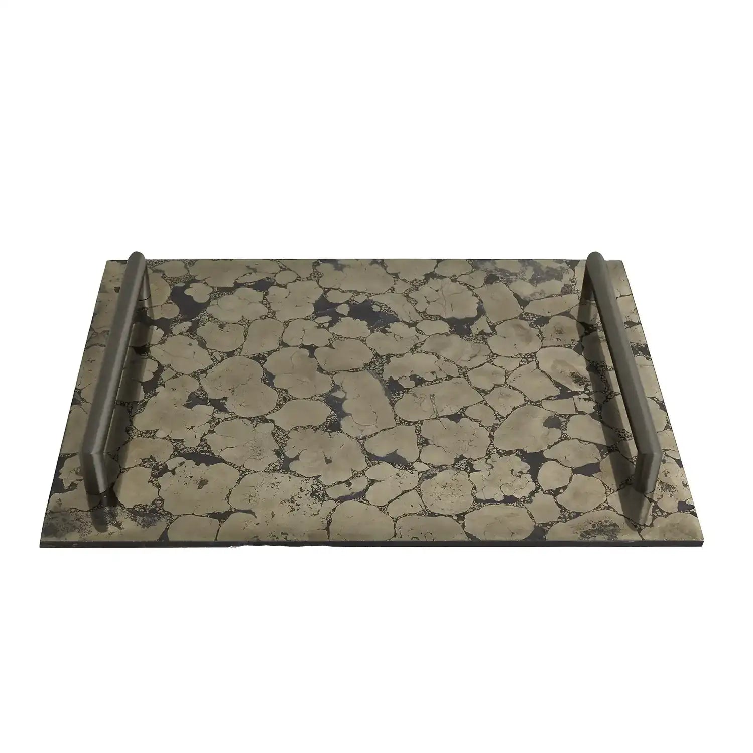 GLOBAL VIEWS PYRITE TRAY W/BRONZE HANDLES - Decorative Accents