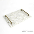 GLOBAL VIEWS GYPSUM TRAY W/BRASS HANDLES - Decorative Accents