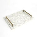 GLOBAL VIEWS GYPSUM TRAY W/BRASS HANDLES - Decorative Accents