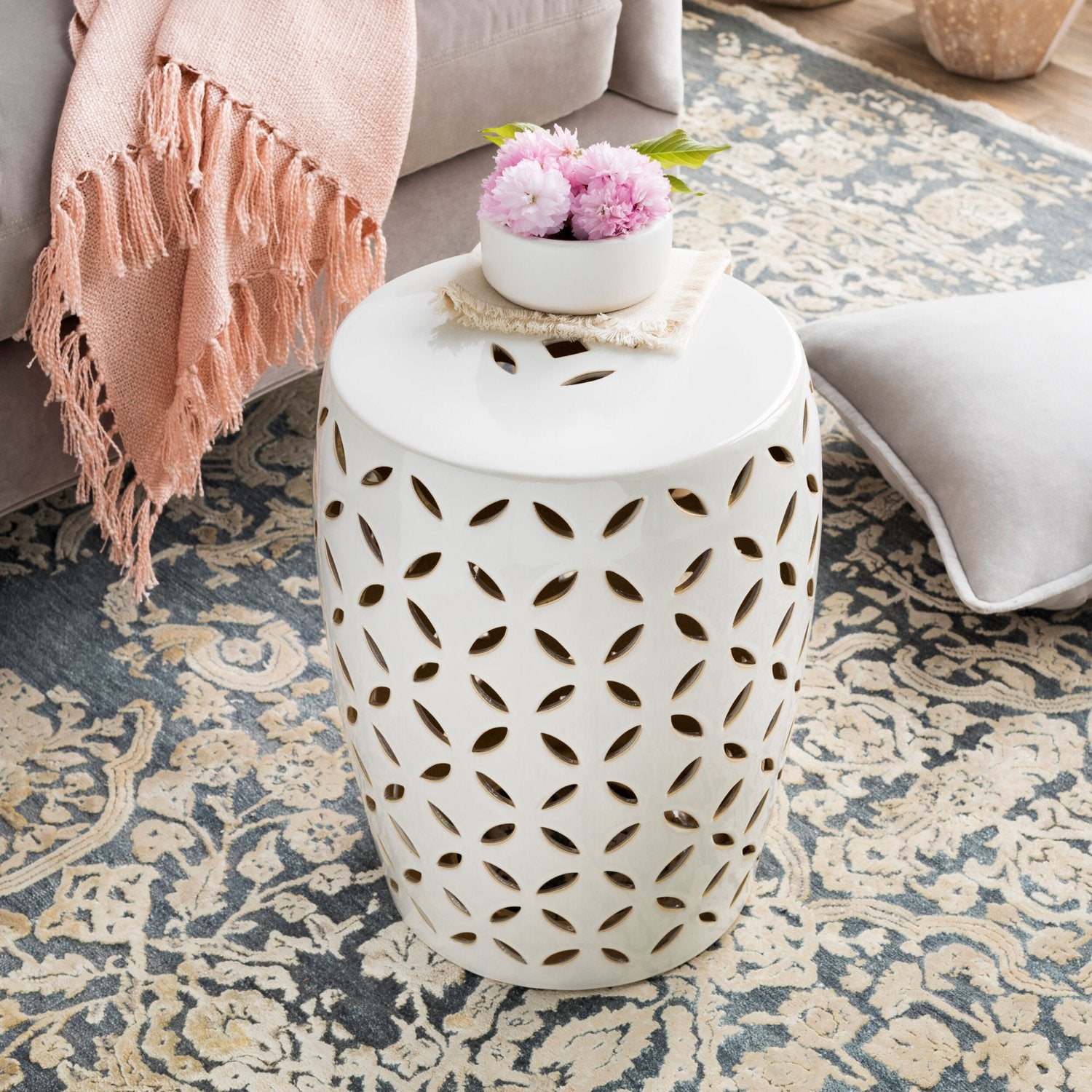 SURYA CHANTILLY GARDEN STOOL - Outdoor Decorative Accents