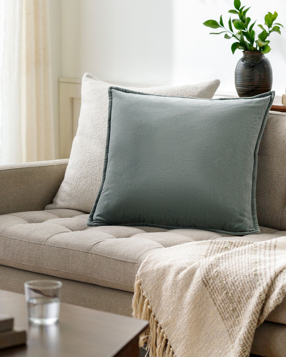 SURYA COTTON VELVET LUMBAR PILLOW - Linens