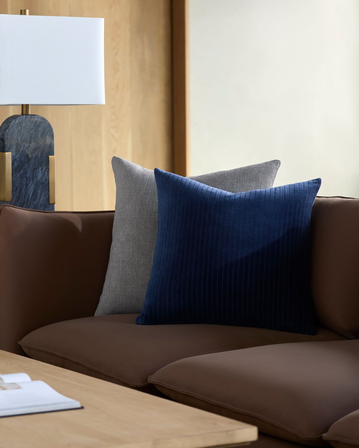 SURYA COTTON VELVET STRIPES ACCENT PILLOW - Linens