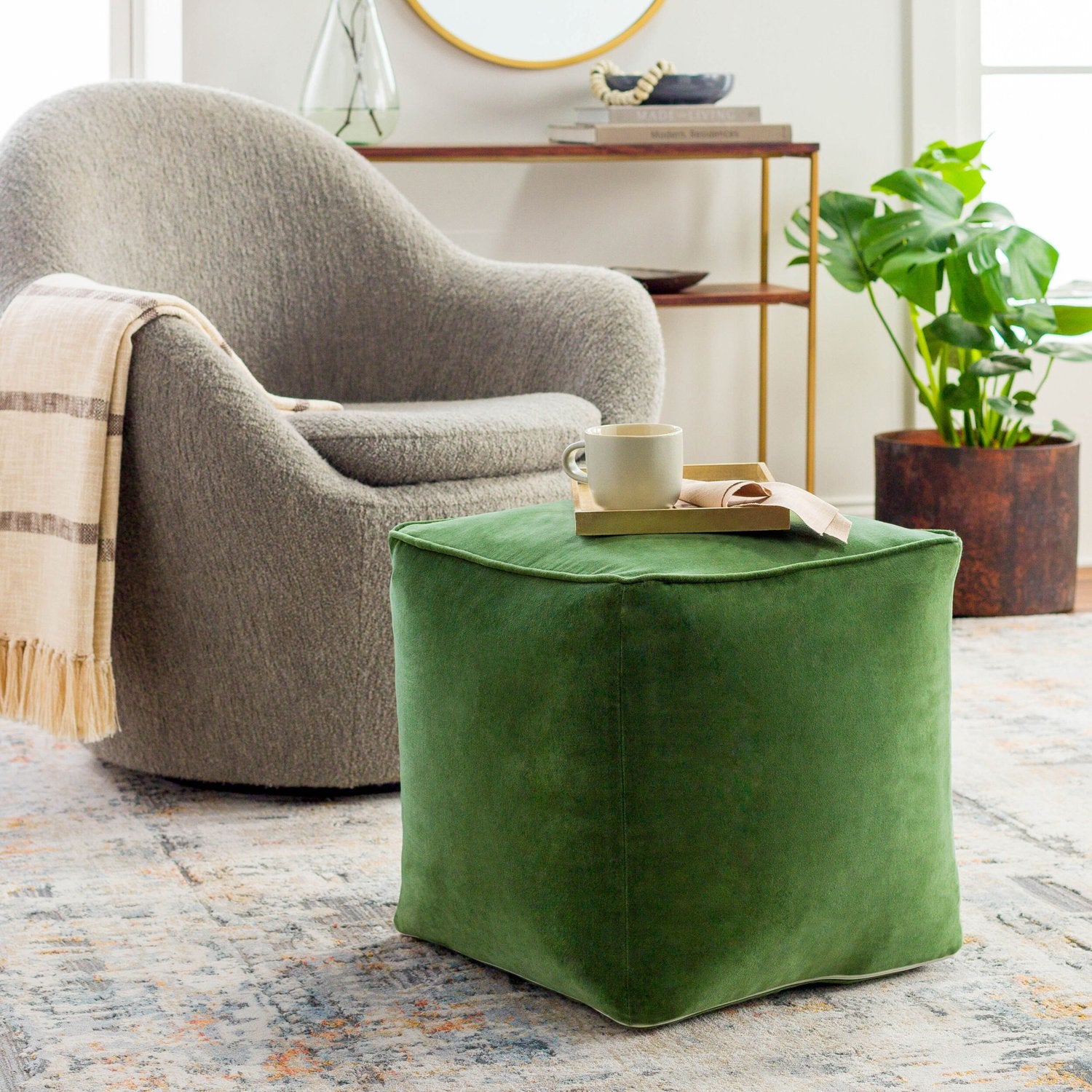 SURYA COTTON VELVET POUF - Benches, Ottoman, Stools