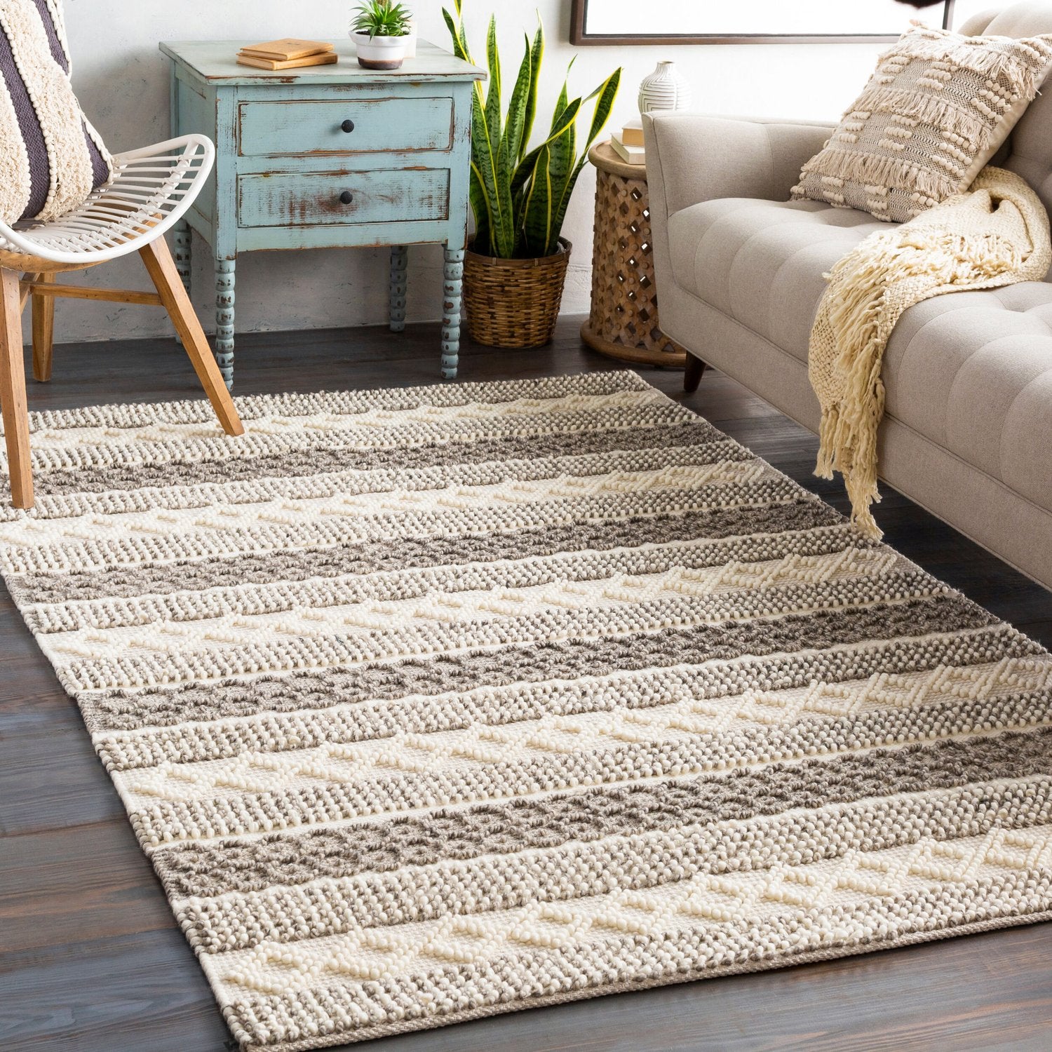 SURYA FARMHOUSE NEUTRALS HANDMADE RUG - Rugs