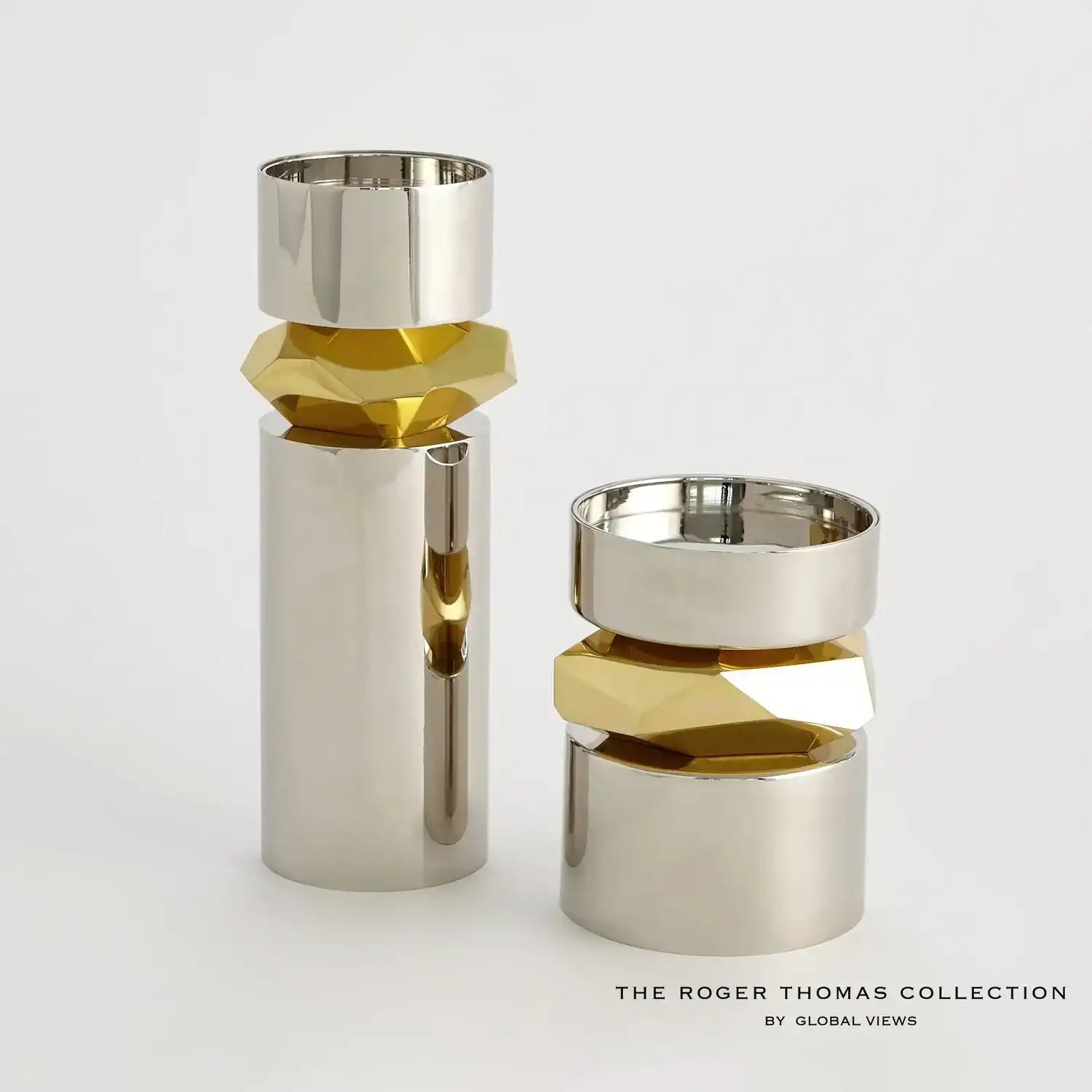 GLOBAL VIEWS ROMANO NICKEL CANDLE HOLDER - Decorative Accents