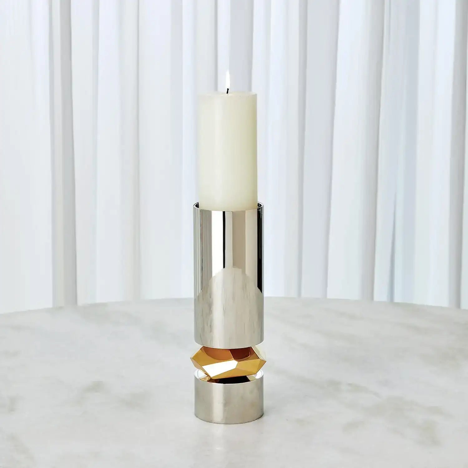 GLOBAL VIEWS ROMANO NICKEL CANDLE HOLDER - Decorative Accents