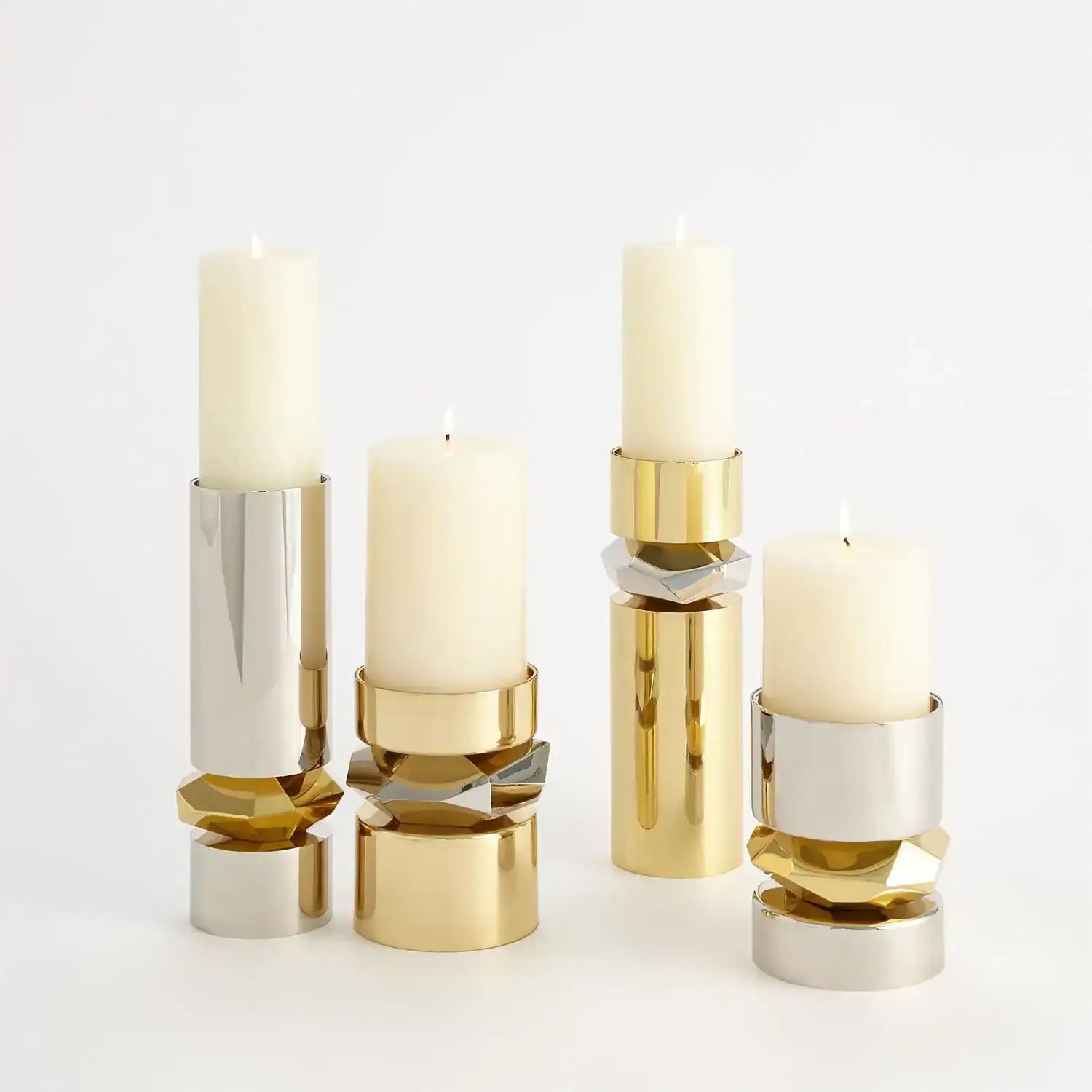 GLOBAL VIEWS ROMANO NICKEL CANDLE HOLDER - Decorative Accents