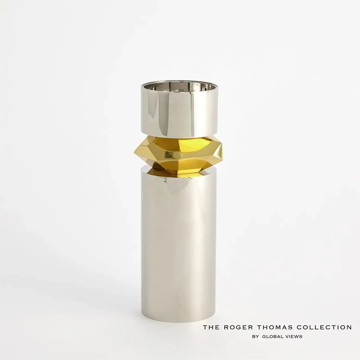 GLOBAL VIEWS ROMANO NICKEL CANDLE HOLDER - Decorative Accents