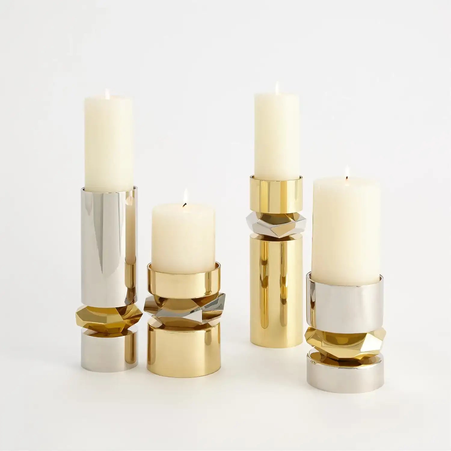 GLOBAL VIEWS ROMANO NICKEL CANDLE HOLDER - Decorative Accents