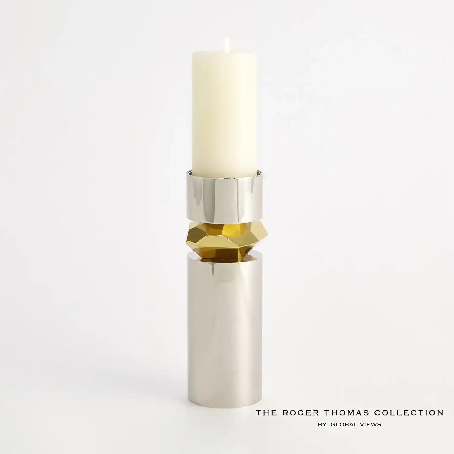 GLOBAL VIEWS ROMANO NICKEL CANDLE HOLDER - Decorative Accents