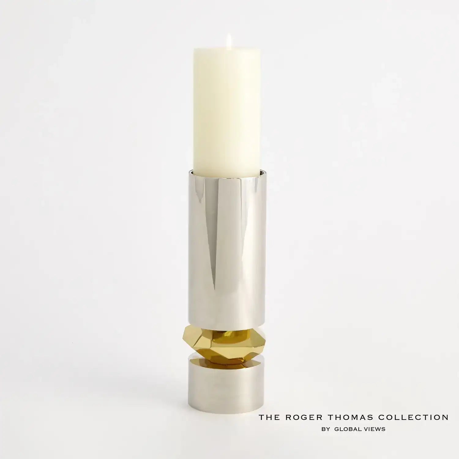 GLOBAL VIEWS ROMANO NICKEL CANDLE HOLDER - Decorative Accents