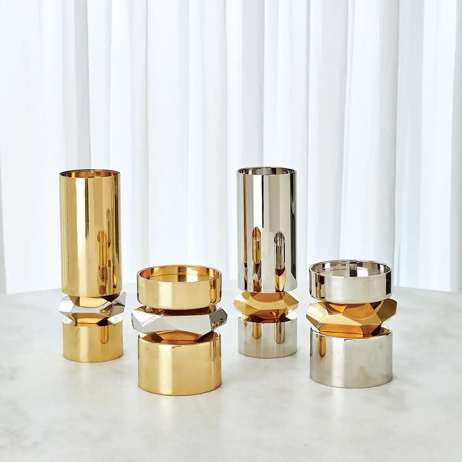 GLOBAL VIEWS ROMANO NICKEL CANDLE HOLDER - Decorative Accents