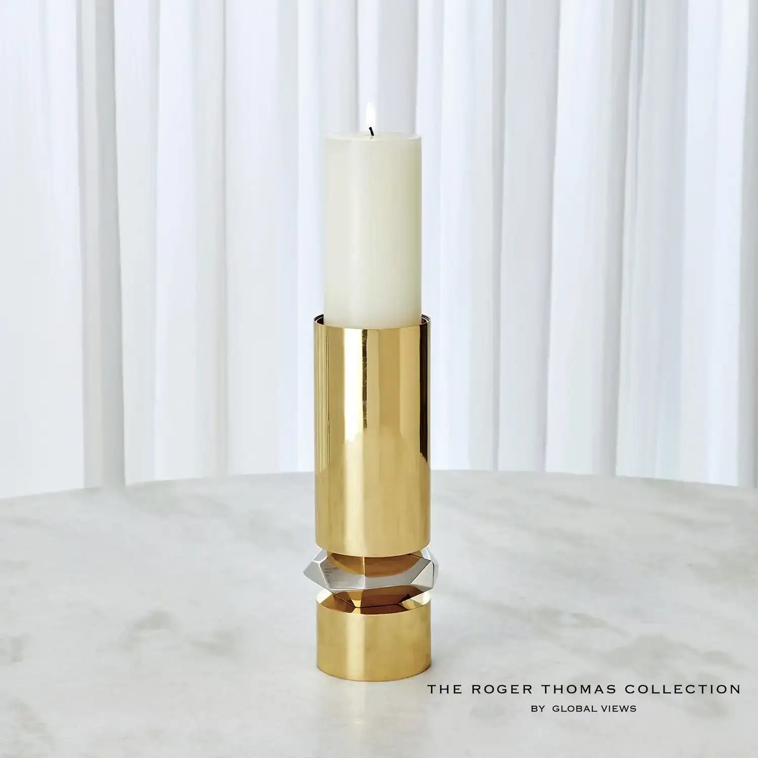 GLOBAL VIEWS ROMANO BRASS CANDLE HOLDER - Decorative Accents