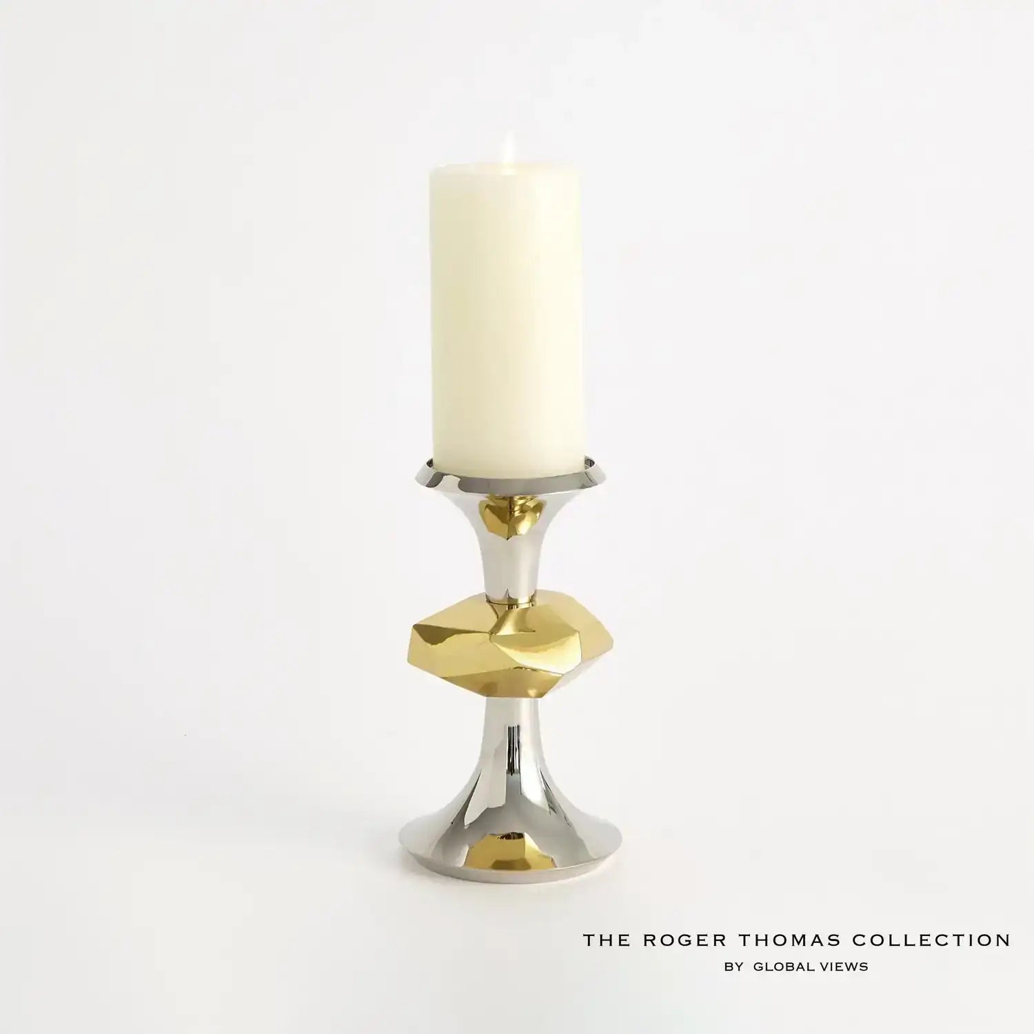 GLOBAL VIEWS GABRIEL NICKEL CANDLE HOLDER - Decorative Accents
