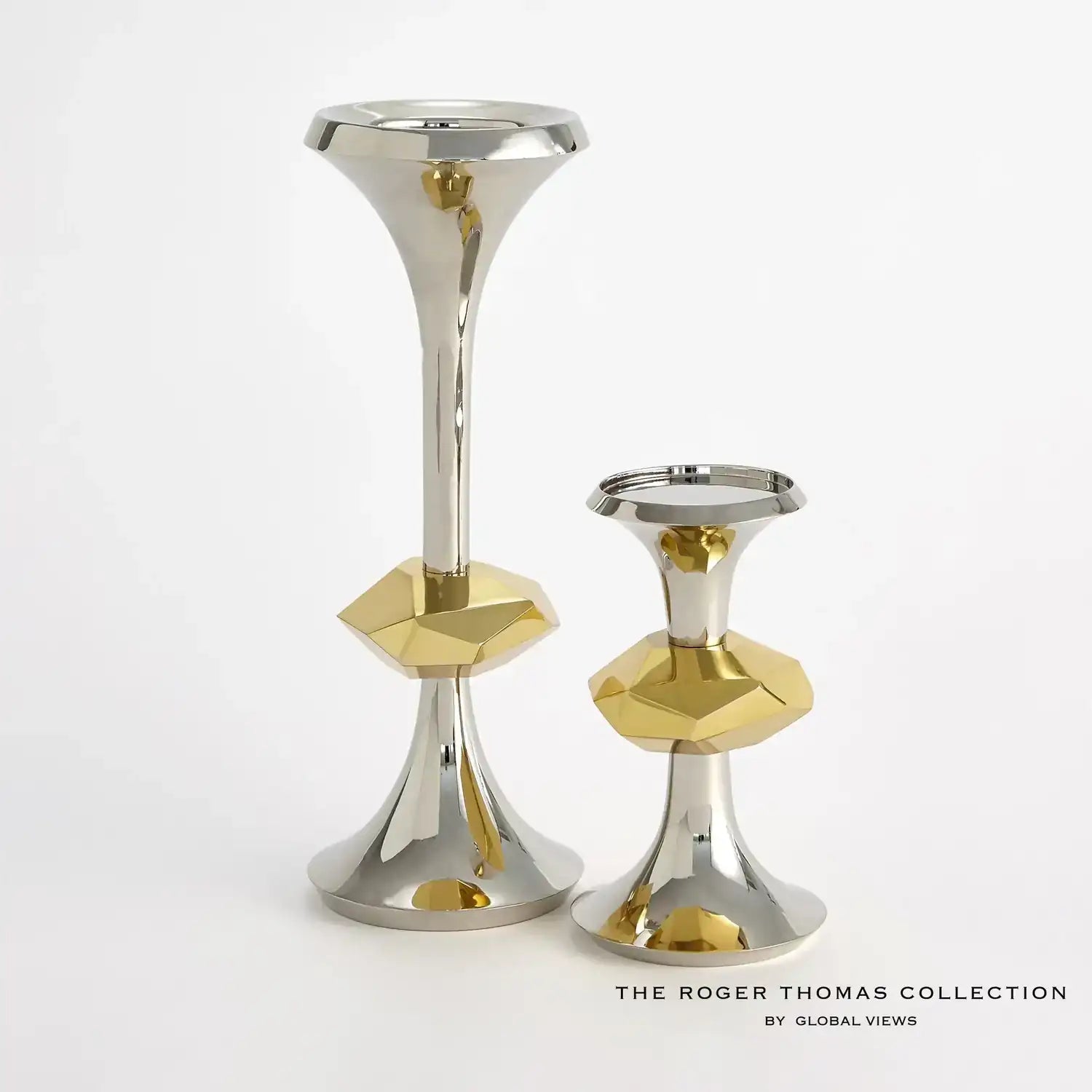 GLOBAL VIEWS GABRIEL NICKEL CANDLE HOLDER - Decorative Accents