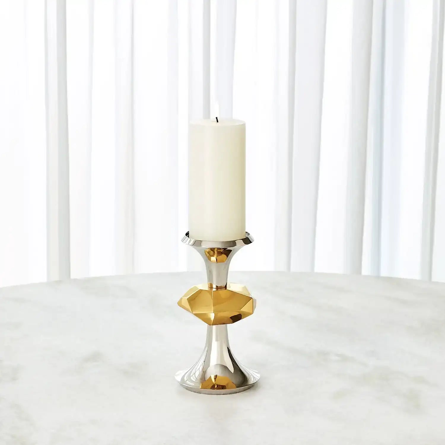 GLOBAL VIEWS GABRIEL NICKEL CANDLE HOLDER - Decorative Accents