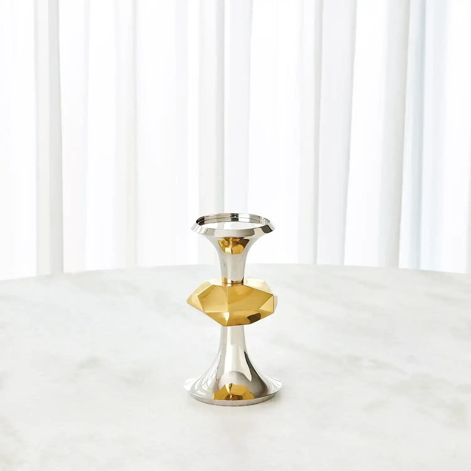 GLOBAL VIEWS GABRIEL NICKEL CANDLE HOLDER - Decorative Accents
